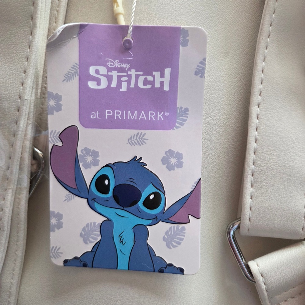 Disney Stitch Primark Mini Backpack Ecru Cream Faux Leather Canvas New NWT - Picture 4 of 8